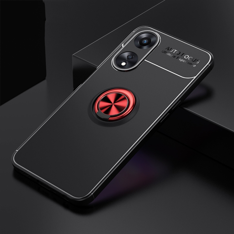 

For OPPO A58 5G Metal Ring Holder 360 Degree Rotating TPU Case(Black+Red)