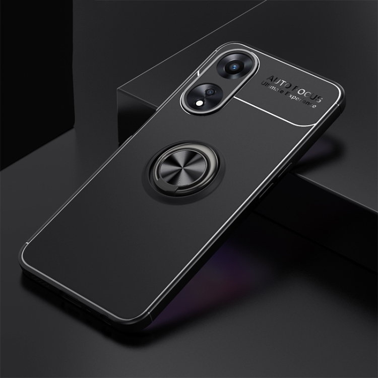 

For OPPO A58 5G Metal Ring Holder 360 Degree Rotating TPU Case(Black+Black)