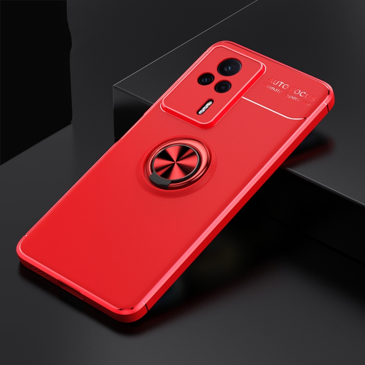 

For Xiaomi Redmi K60E Metal Ring Holder 360 Degree Rotating TPU Case(Red+Red)
