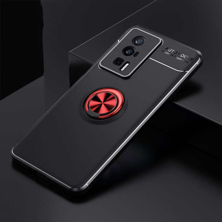 

For Xiaomi Redmi K60 Pro Metal Ring Holder 360 Degree Rotating TPU Case(Black+Red)