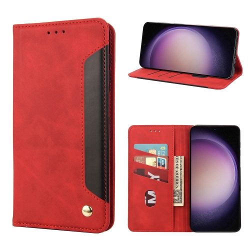 

For Samsung Galaxy S23 5G Skin Feel Splicing Leather Phone Case(Red)