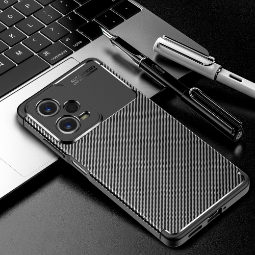 

For Xiaomi Redmi Note 12 Global/Poco X5 Carbon Fiber Texture Shockproof TPU Phone Case(Black)