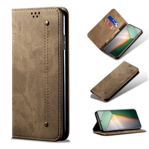 

For vivo iQOO 11 Denim Texture Flip Leather Phone Case(Khaki)