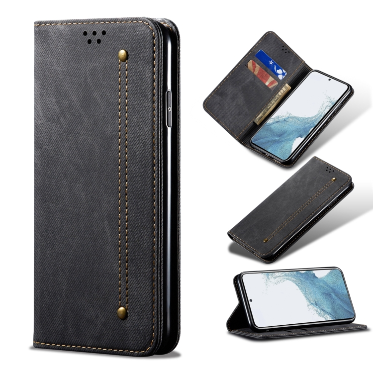 

For Samsung Galaxy A54 5G Denim Texture Flip Leather Phone Case(Black)