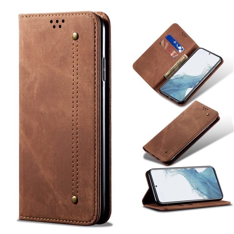 

For Samsung Galaxy A54 5G Denim Texture Flip Leather Phone Case(Brown)