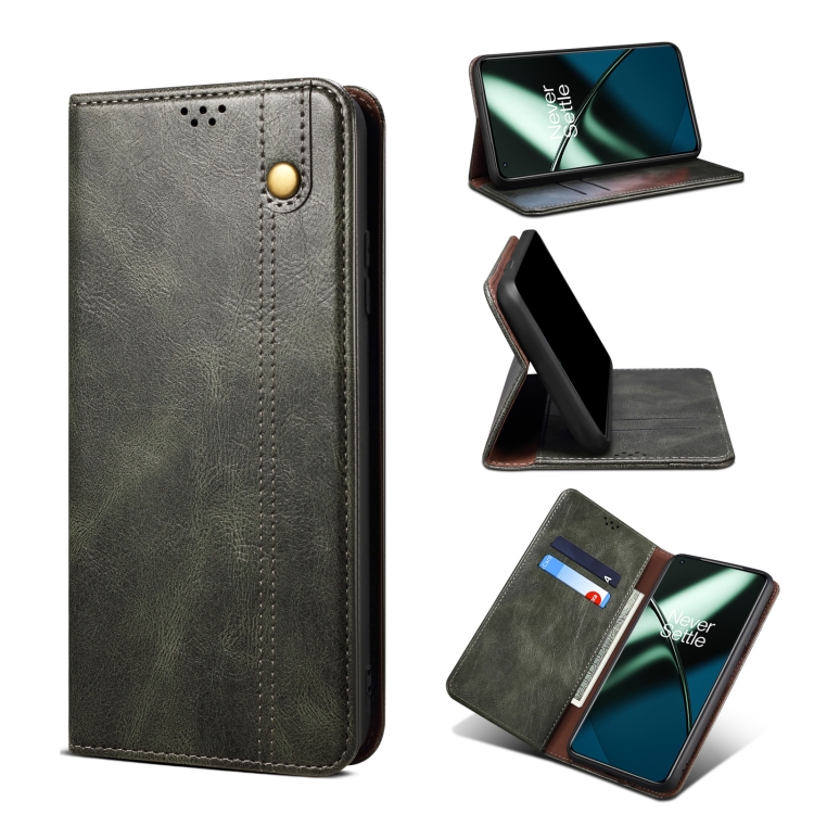 

For OnePlus 11 Oil Wax Crazy Horse Texture Leather Phone Case(Green)