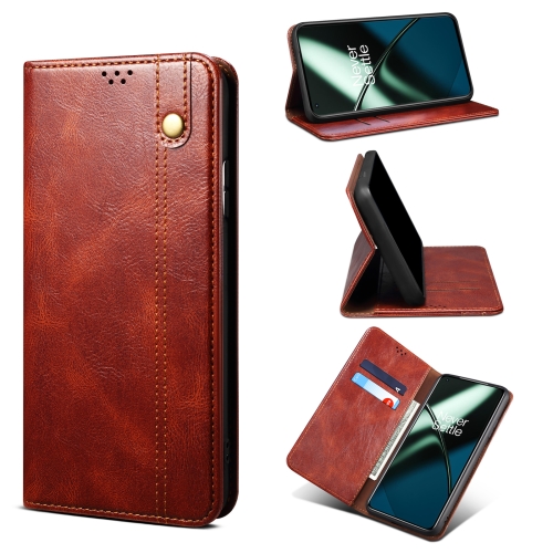 

For OnePlus Ace 2 5G Oil Wax Crazy Horse Texture Leather Phone Case(Brown)
