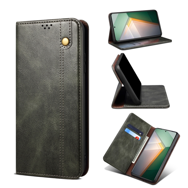 

For vivo iQOO 11 Oil Wax Crazy Horse Texture Leather Phone Case(Green)