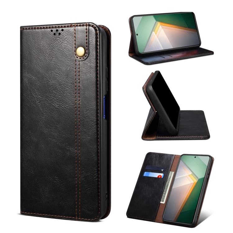 

For vivo iQOO 11 Oil Wax Crazy Horse Texture Leather Phone Case(Black)