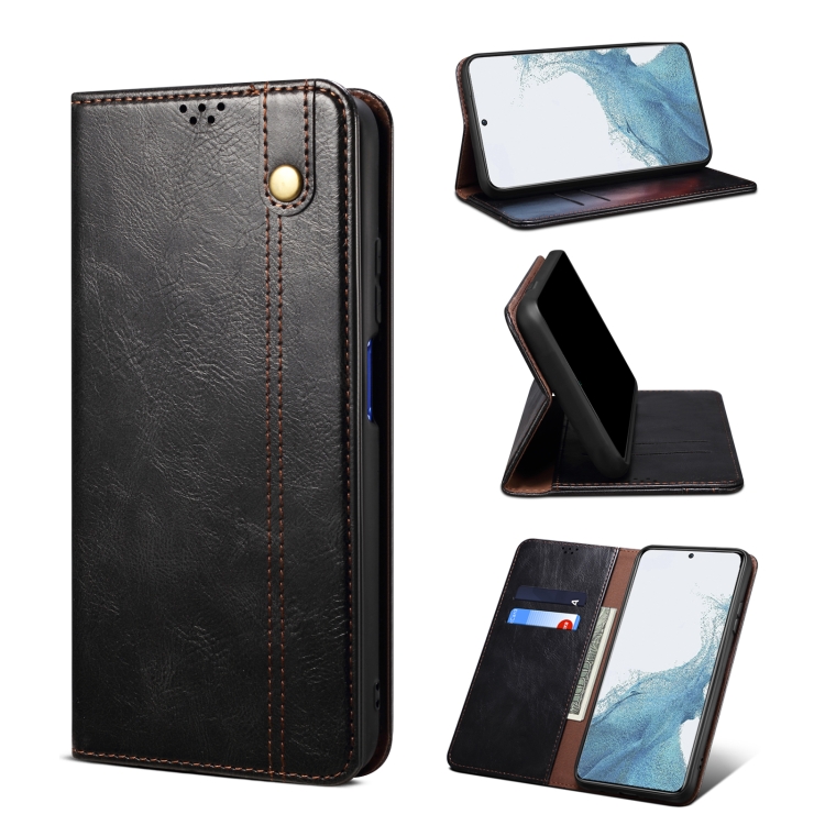 

For Samsung Galaxy A54 5G Oil Wax Crazy Horse Texture Leather Phone Case(Black)
