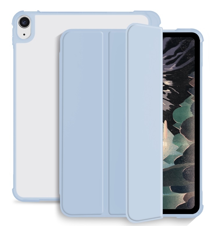 

For iPad 10.2 2021 / 2020 / 2019 3-fold Shockproof Smart Leather Tablet Case(Ice Blue)