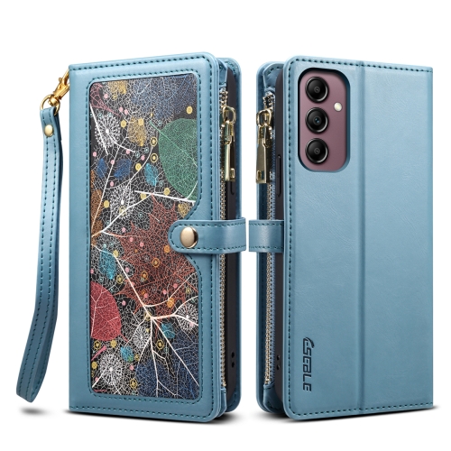 For Samsung Galaxy A14 5G ESEBLE Star Series Lanyard Zipper Wallet RFID Leather Case(Blue)