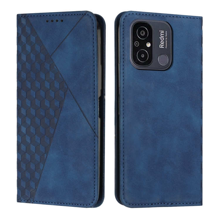 

For Xiaomi Redmi 11A 4G Diamond Pattern Skin Feel Magnetic Leather Phone Case(Blue)