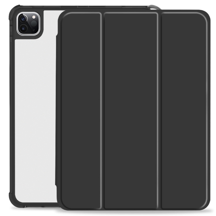 

For iPad Pro 12.9 2022 / 2021 / 2020 3-fold Shockproof Smart Leather Tablet Case(Black)