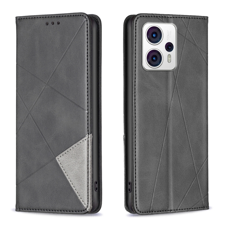 

For Motorola Moto G13 4G/G23 4G/G53 5G Prismatic Invisible Magnetic Leather Phone Case(Black)