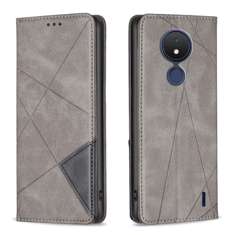 

For Nokia C21 Prismatic Invisible Magnetic Leather Phone Case(Grey)