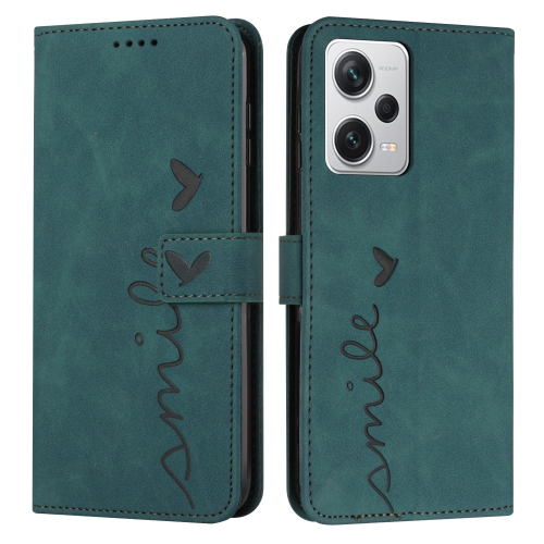 

For Xiaomi Redmi Note 12 Pro+ Global / Note 12 Explorer Skin Feel Heart Pattern Leather Phone Case(Green)