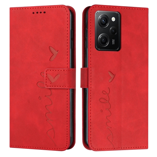 

For Xiaomi Redmi Note 12 Pro Speed / Poco X5 Pro 5G Skin Feel Heart Pattern Leather Phone Case(Red)