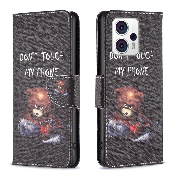 

For Motorola Moto G13 4G/G23 4G/G53 5G Colored Drawing Pattern Leather Phone Case(Bear)