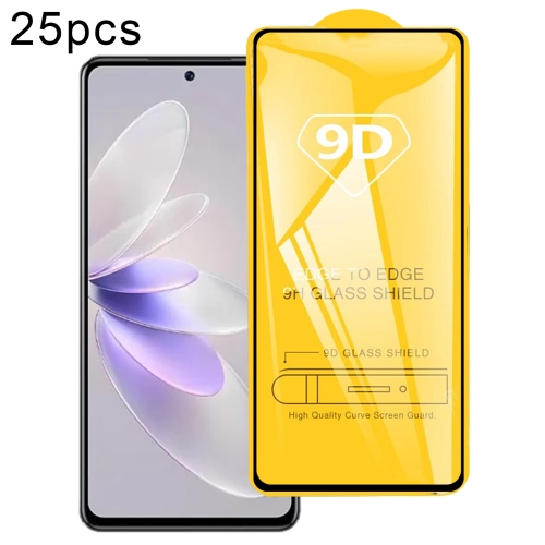 

For vivo V27e 25pcs 9D Full Glue Full Screen Tempered Glass Film