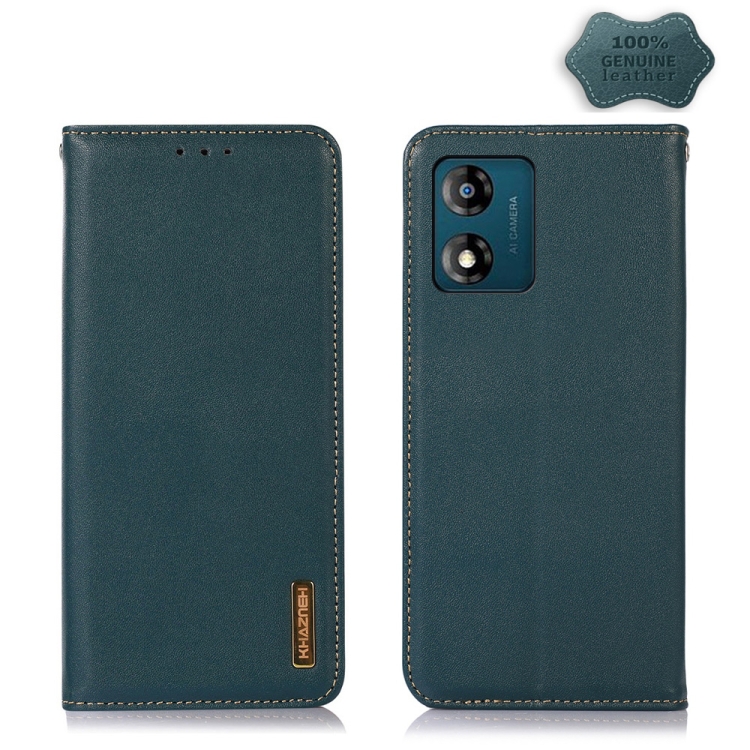 

For Motorola Moto E13 4G 2023 KHAZNEH Nappa Top Layer Cowhide Leather Phone Case(Green)