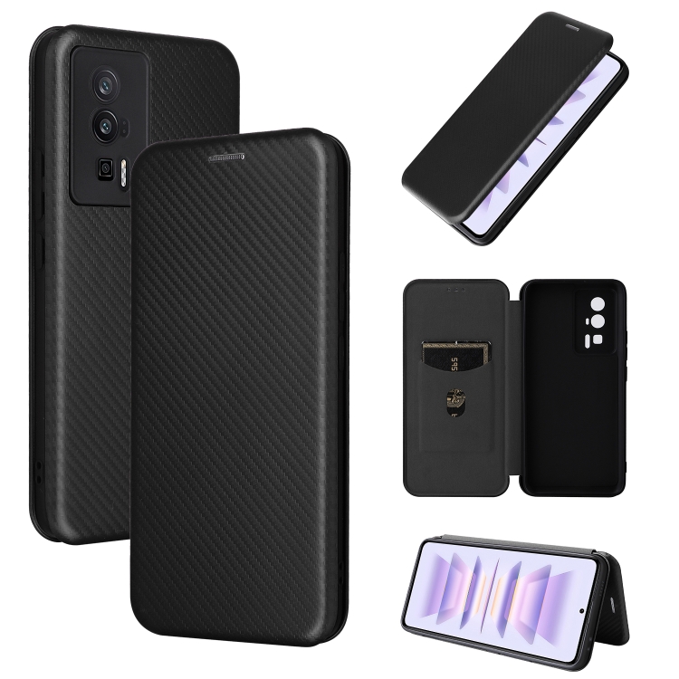 

For Xiaomi Redmi K60 / K60 Pro Carbon Fiber Texture Flip Leather Phone Case(Black)