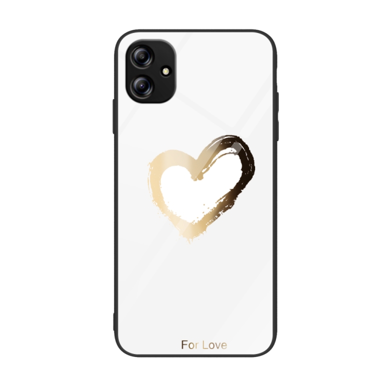 

For Samsung Galaxy A04e Colorful Painted Glass Phone Case(Golden Love)