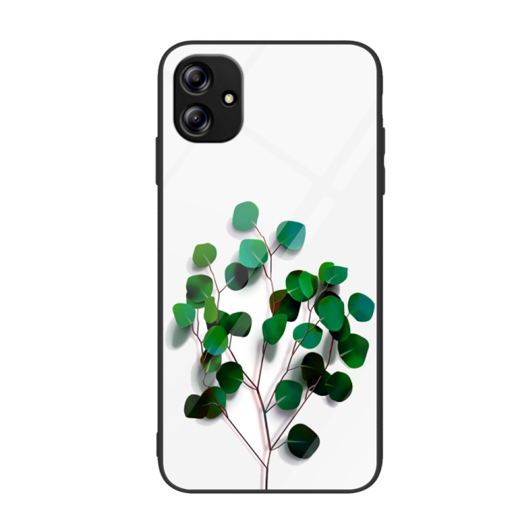

For Samsung Galaxy A04e Colorful Painted Glass Phone Case(Sapling)
