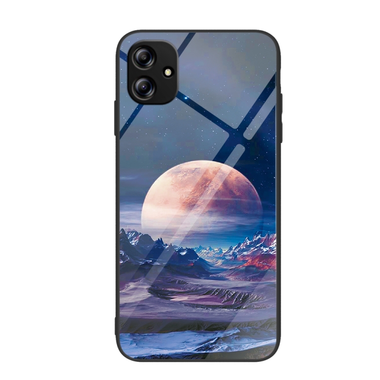 

For Samsung Galaxy A04e Colorful Painted Glass Phone Case(Moon Hill)