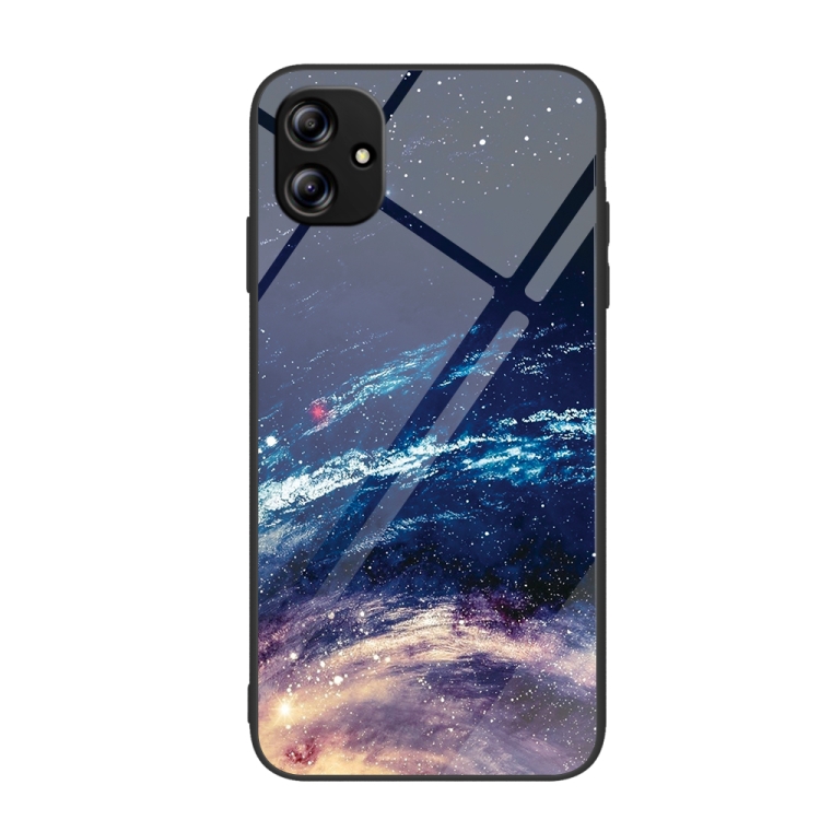 

For Samsung Galaxy A04e Colorful Painted Glass Phone Case(Starry Sky)