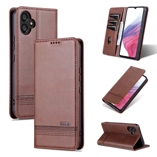 

For Samsung Galaxy A04e AZNS Magnetic Calf Texture Flip Leather Phone Case(Dark Brown)