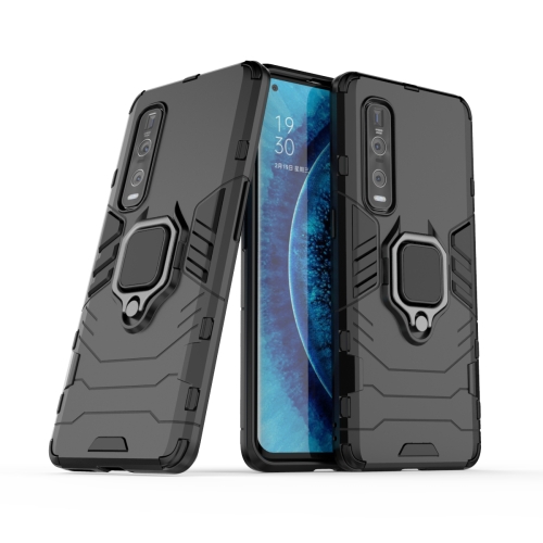 

For OPPO Find X2 Pro PC + TPU Shockproof Protective Case with Magnetic Ring Holder(Black)