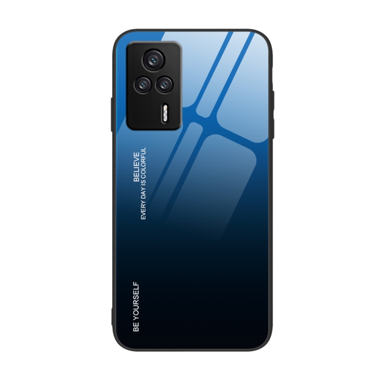 

For Xiaomi Redmi K60E Gradient Color Glass Phone Case(Blue Black)