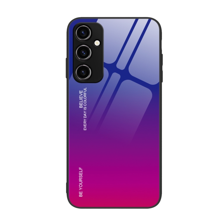 

For Samsung Galaxy A34 5G Gradient Color Glass Phone Case(Purple Red)