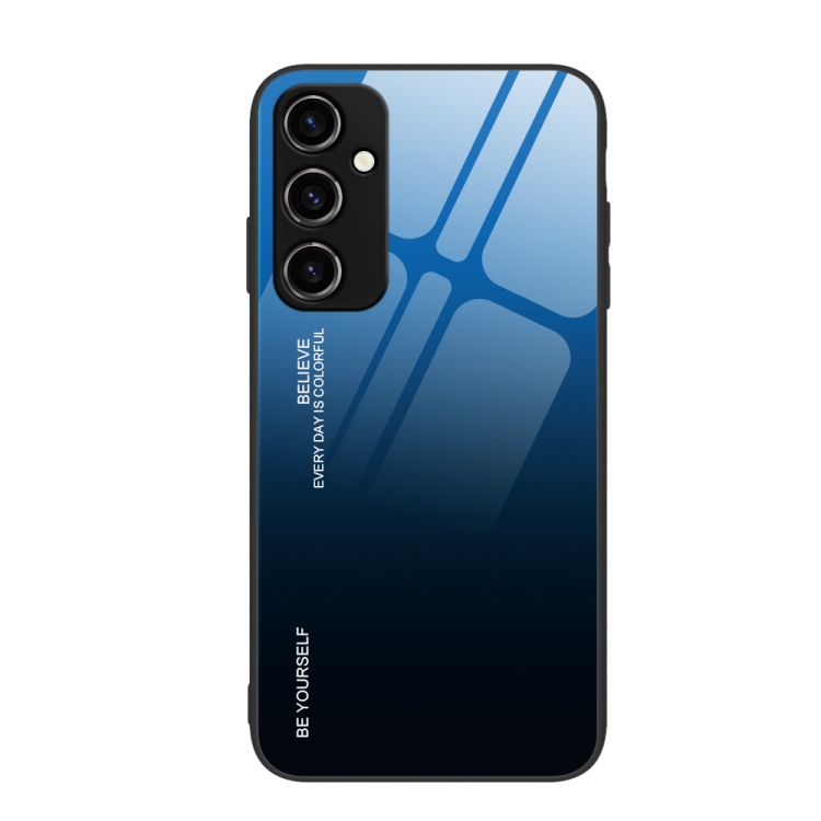

For Samsung Galaxy A54 5G Gradient Color Glass Phone Case(Blue Black)