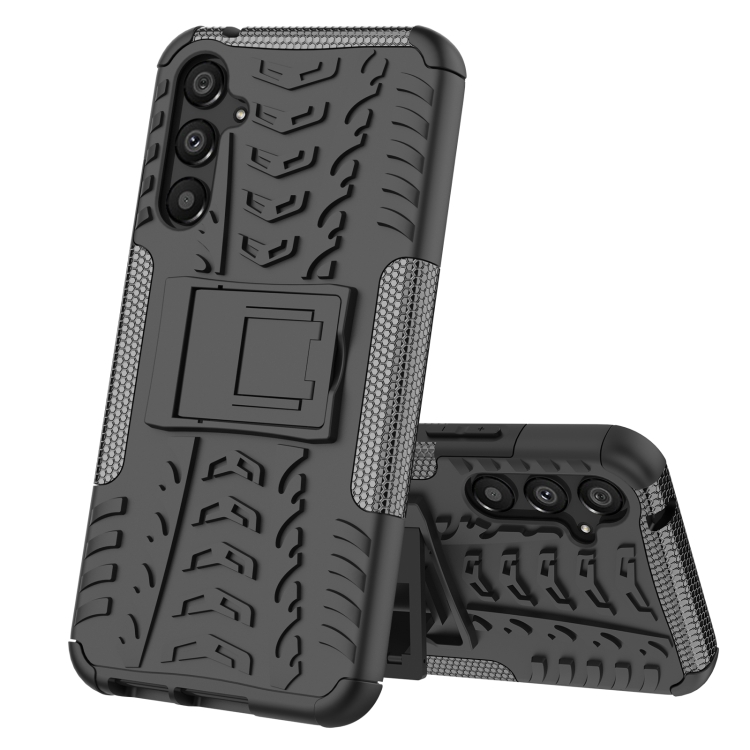 

For Samsung Galaxy A34 5G Tire Texture TPU + PC Phone Case with Holder(Black)