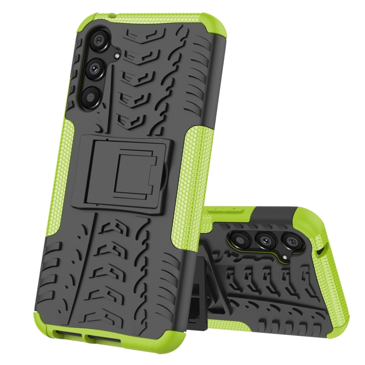 

For Samsung Galaxy A34 5G Tire Texture TPU + PC Phone Case with Holder(Green)