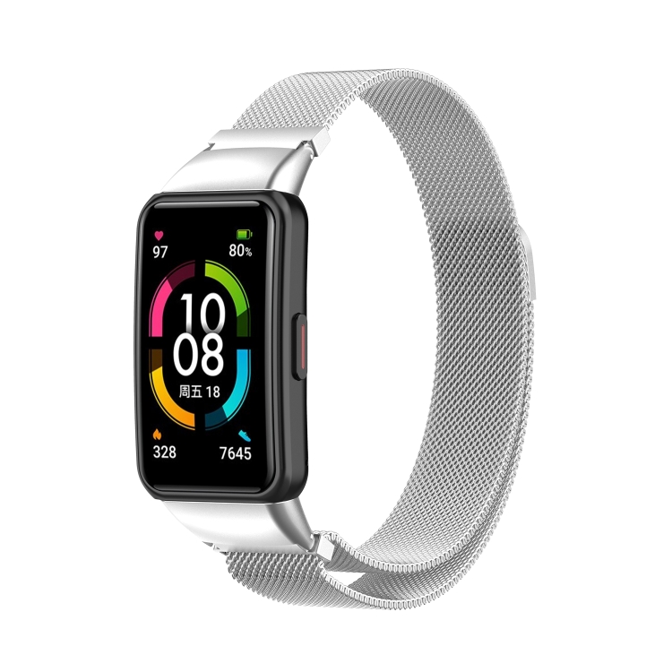 

For Honor Band 7 Milan Magnetic Metal Watch Band(Silver)