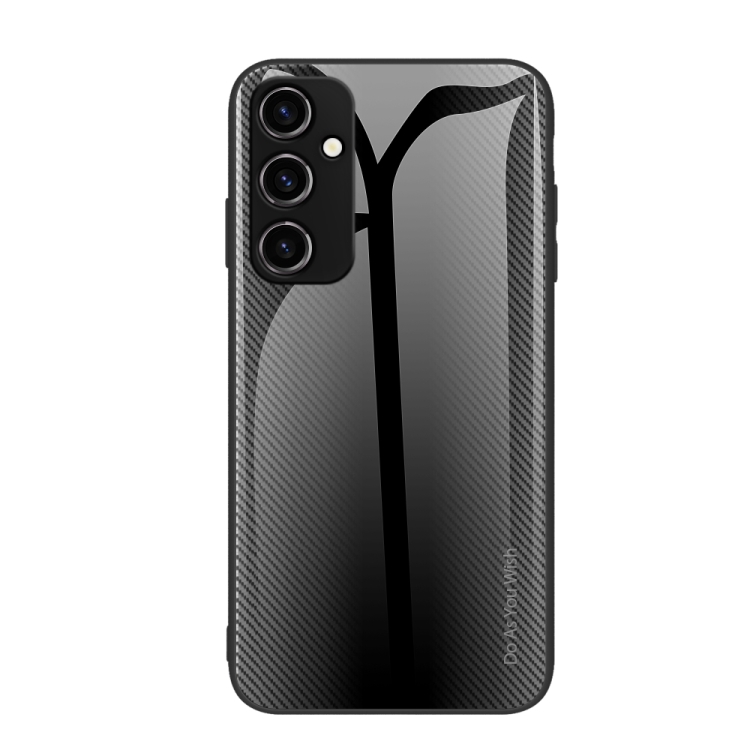 

For Samsung Galaxy A54 5G Texture Gradient Glass TPU Phone Case(Black)