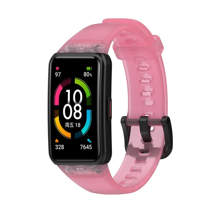 

For Honor Band 7 Transparent TPU Watch Band(Pink)
