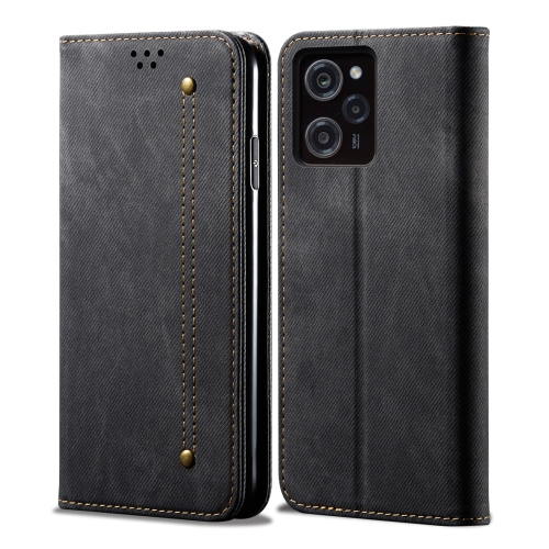 

For Xiaomi Poco X5 Pro 5G / Redmi Note 12 Pro Speed Denim Texture Leather Phone Case(Black)