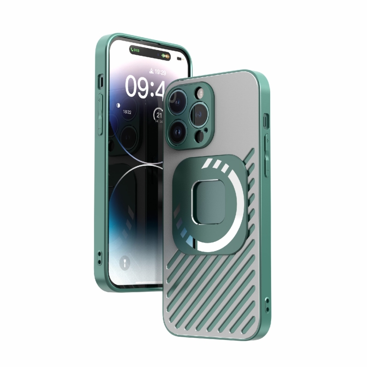 

For iPhone 14 R-JUST Square Round Mirror PC+TPU Phone Case(Green)