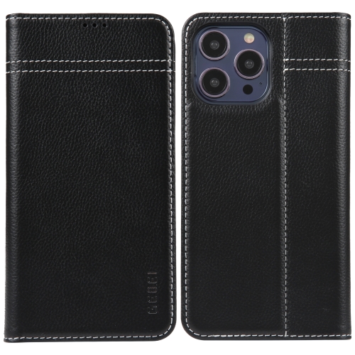 

For iPhone 13 Pro Max GEBEI Top-grain Horizontal Flip Leather Phone Case(Black)