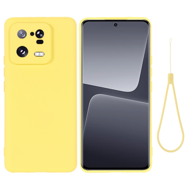 

For Xiaomi 13 Pro Pure Color Liquid Silicone Shockproof Phone Case(Yellow)