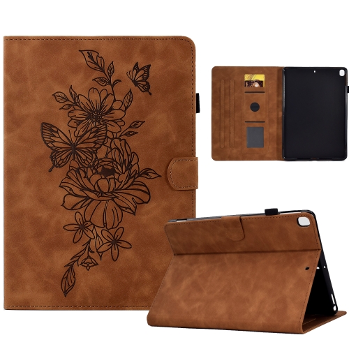 

For Samsung Galaxy A7 Lite T220 / T225 Peony Butterfly Embossed Leather Tablet Case(Brown)