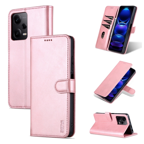 

For Xiaomi Redmi Note 12 5G Global / China / Poco X5 AZNS Skin Feel Calf Texture Flip Leather Phone Case(Rose Gold)