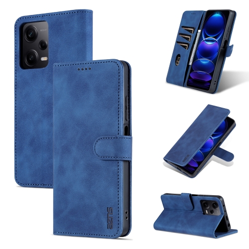 

For Xiaomi Redmi Note 12 5G Global / China / Poco X5 AZNS Skin Feel Calf Texture Flip Leather Phone Case(Blue)