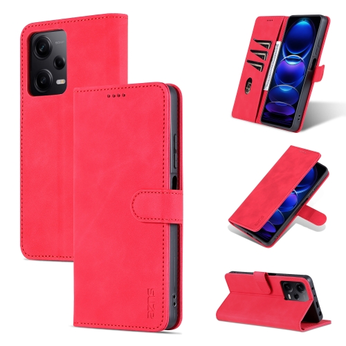 For Xiaomi Redmi Note 12 Pro 5G Global / China / Note 12 Pro 5G Speed / Poco X5 Pro AZNS Skin Feel Calf Texture Flip Leather Phone Case(Red)