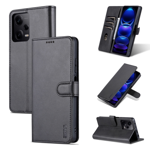 

For Xiaomi Redmi Note 12 Pro 5G Global / China / Note 12 Pro Speed / Poco X5 Pro AZNS Skin Feel Calf Texture Flip Leather Phone Case(Black)