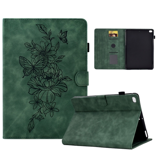 

Peony Butterfly Embossed Leather Smart Tablet Case For iPad Air / Air 2 / 9.7 2017 / 9.7 2018(Green)